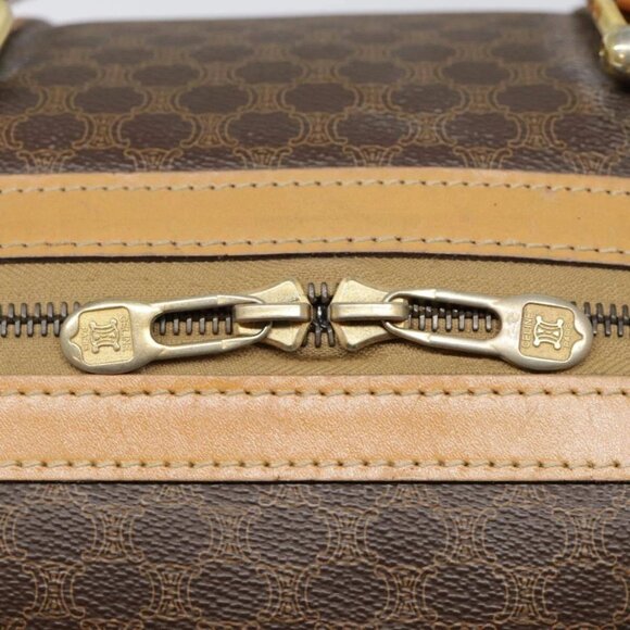 CELINE Macadam Canvas Boston Bag PVC Leather Brown Auth - Picture 12 of 16